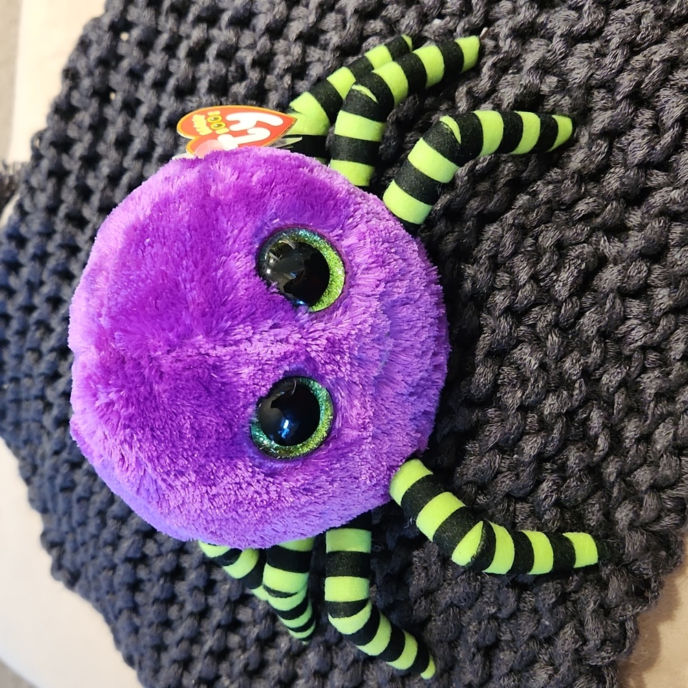 TY Beanie Boos - CRAWLY the Purple Halloween Spider Plush 6" NWT
